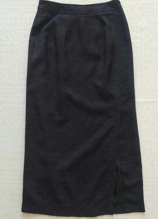 Шелковая юбка шелк 💯, винтаж, длинная, прямая, английская, разрез