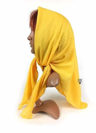 Батистовый тонкий хлопковый хлопок платок хустка на голову шею однотонный желтый новый5 фото