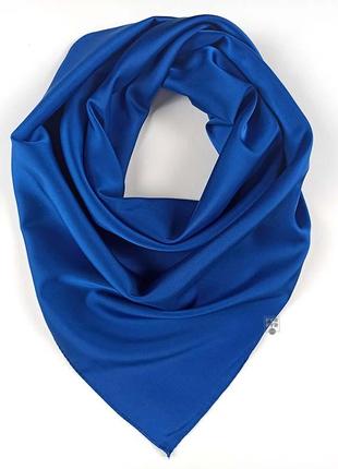 Бандана хустка пов'язка платок однотонна шовкова синя 70х70 нова якісна3 фото