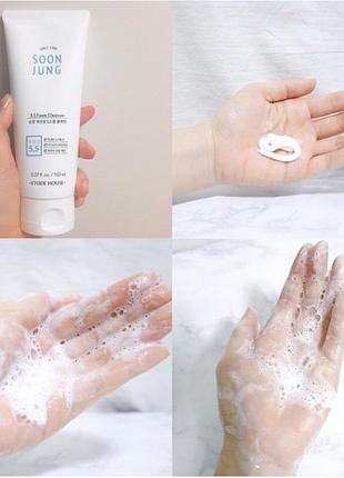 Пінка для чутливої шкіри etude house soon jung ph 5.5 foam cleanser 150 мл4 фото