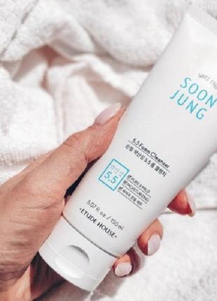 Пінка для чутливої шкіри etude house soon jung ph 5.5 foam cleanser 150 мл2 фото