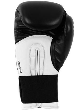 Боксерські рукавички шкіряні adidas hybrid 100 професійні тренувальні чорні спаринг бокс5 фото