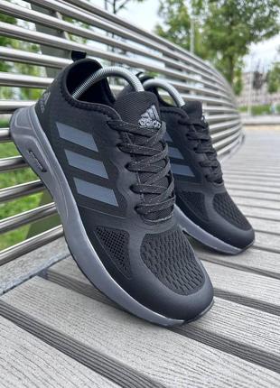 Мужские черные кроссовки в сетку adidas run cloudfoom 🆕 адидас