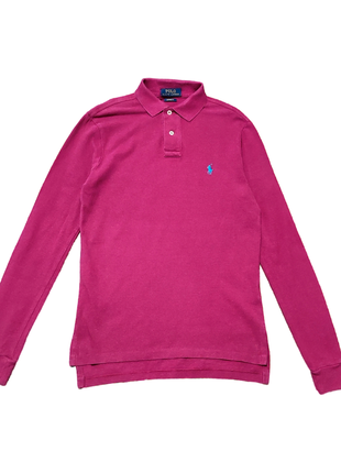 Polo ralph lauren брендовый лонгслив поло футболка малиновый цвет оригинал унисекс