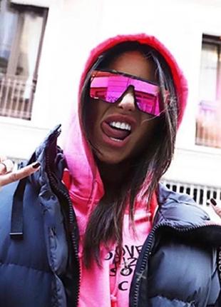 Окуляри очки uv400 маска великі темні рожеві сонцезахисні стильні модні нові2 фото