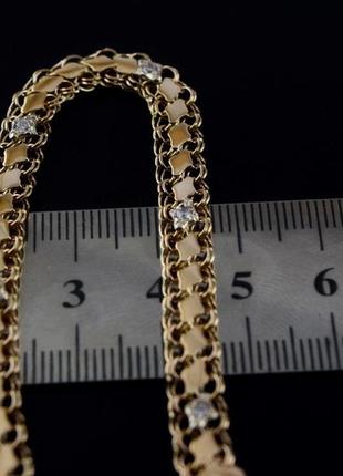 Золотой браслет двойной бисмарк с накладками  6,44 гр 18 см, золото 585 проба.3 фото