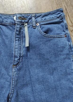 Синие зауженные джинсы в стиле мом с высокой талией и прострочкой в стиле 80-х asos farleigh4 фото