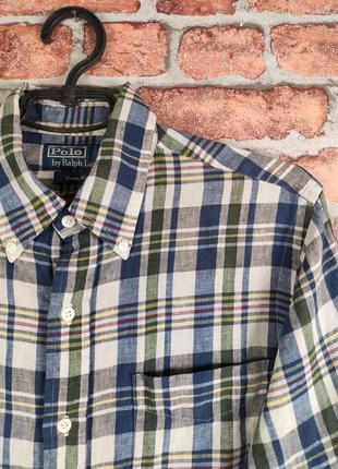 Льняная рубашка в клетку polo ralph lauren