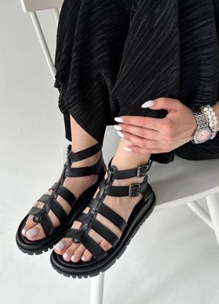 Sale 💰 трендові чорні босоніжки з натуральної шкіри