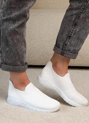 Кросівки шкарпетки літні текстиль білі сірі