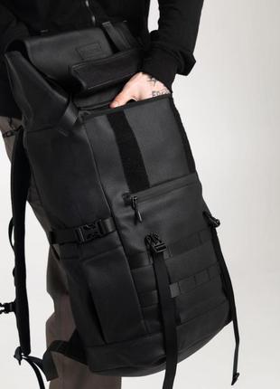 Рюкзак турист экокожа трансформер, супер вариант для путешествий в который влезет все, на 40-70л, черный цвет4 фото