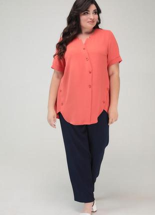 Женская летняя удлиненная блуза больших размеров