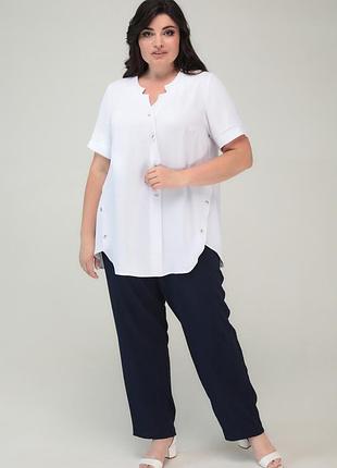 Белая летняя женская туника больших размеров