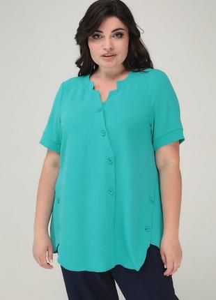 Оригинальная женская бирюзовая туника больших размеров