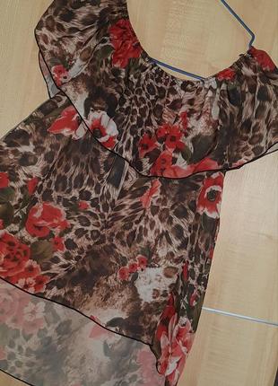Классная, шифоновая, летняя блузка, l-xl1 фото