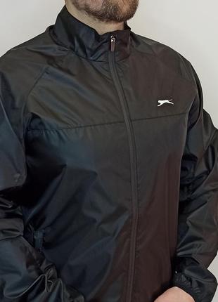 Ветровка тонкая мужская чёрная slazenger (складывается а карман) размер - m.5 фото