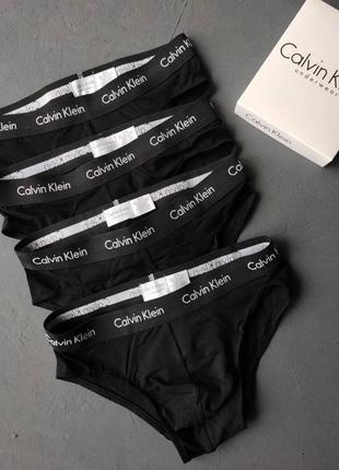 Мужской набор трусов calvin klein ( брифы) 4 шт black +  фирменная коробка