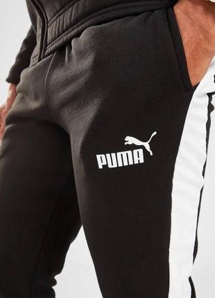 Спортивний костюм puma з капюшоном, чорний із білими лампасами розмір — s5 фото