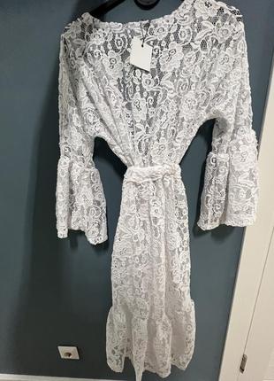 Новое белое пляжное платье ажур3 фото