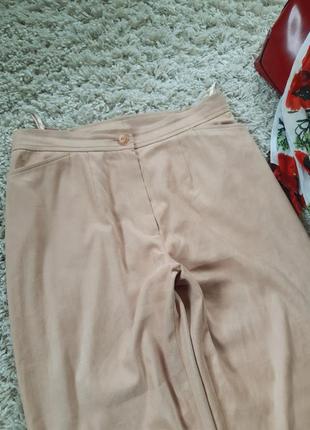 Стильные замшевые штаны кюлоты с разрезами, на резинке, samoon, p. 42-445 фото