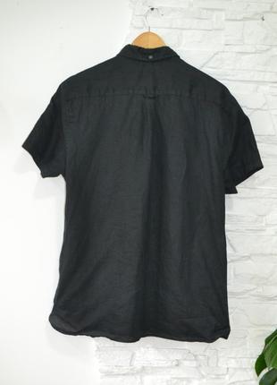 Класична чорна лляна сорочка3 фото