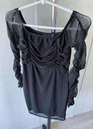 Маленькое черное платье со сборками хс-с3 фото