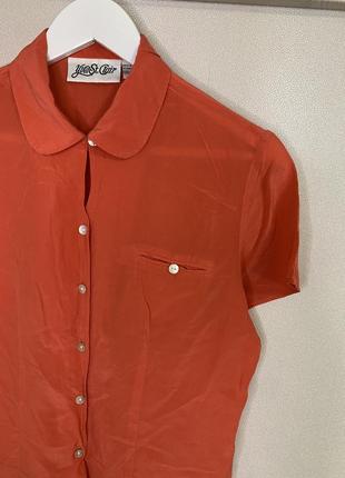 Морковная винтажная шелковая блуза 🧡❤️3 фото