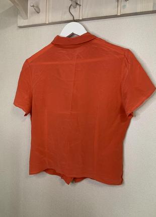 Морковная винтажная шелковая блуза 🧡❤️5 фото