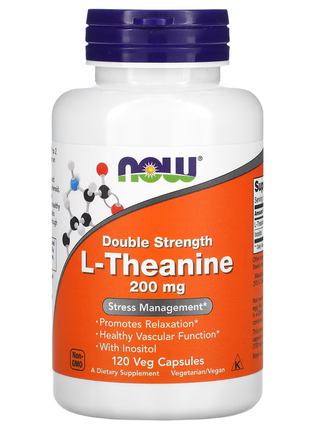 Now foods, l-теанін подвійної сили, 200 мг, 120 вегетаріанських капсул