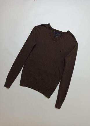 Кофта свитер мужской коричневый tommy hilfiger размер - м