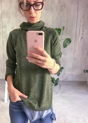 Зелений гольф під горло, водолазка, трикотаж, осіння кофта, реглан, меланж, хакі