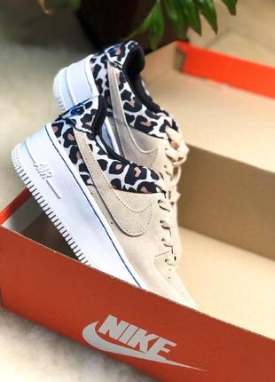 Шикарные женские  кроссовки nike air force 1 leopard & beige6 фото