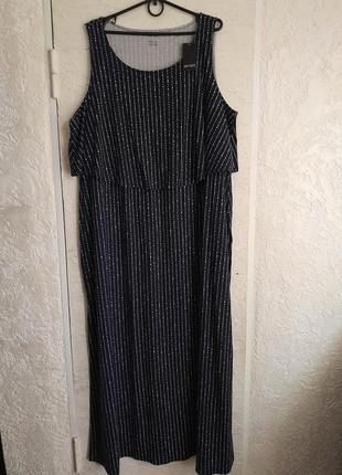 Літня довга сукня без рукавів (смугатик) батал2 фото