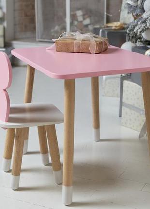 Столик детский и стульчик бабочка. розовый детский столик. детский комплект мебели,...