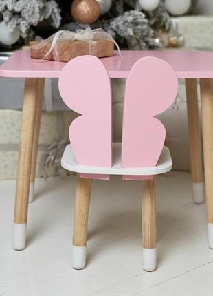 Столик детский и стульчик бабочка. розовый детский столик. детский комплект мебели,...