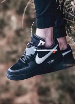 Крутые 👍мужские кроссовки nike air force 1 low off white black. найк єир.2 фото