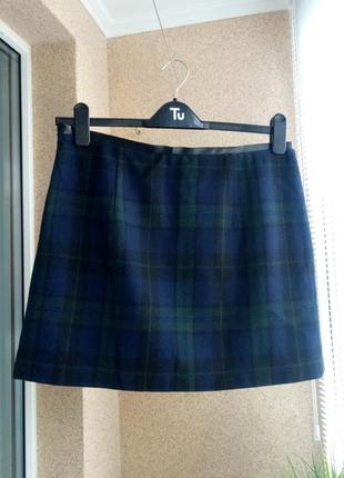 Стильная юбка мини в клетку с содержанием шерсти4 фото