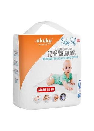 Одноразові підкладки baby soft 40x60cm 15 шт. akuku a0500