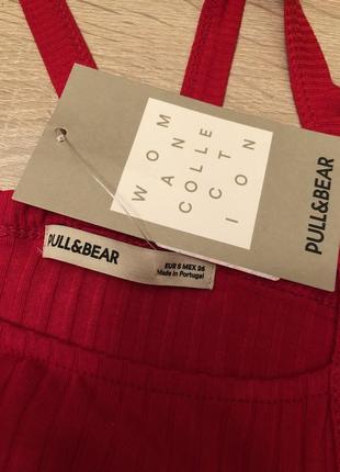 Платье сарафан красный pull & bear3 фото