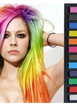 Набор цветных мелков для волос 12 цветов (краска- мел hair chalk 8357-12)
