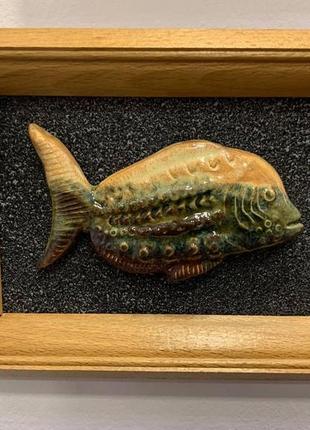 Картина керамическая, картинка из глины, картина декор, картина декоративная рыба4 фото
