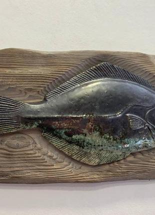 Картина керамическая, картинка из глины, картина декор, картина декоративная рыба2 фото