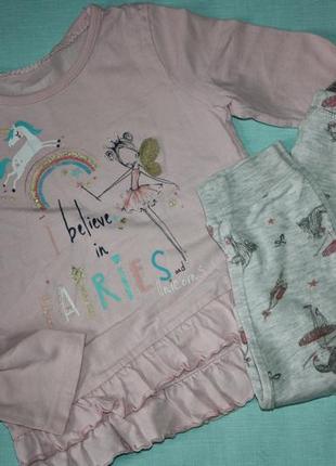 Милашная котоновая пижама ф.primark для девочки от 3до 5лет,р-104/110 в отличном состоянии