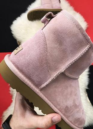 ❄️зимові жіночі уггі❄️ugg classic 2 mini pink. рожеві замшеві угі/чоботи8 фото