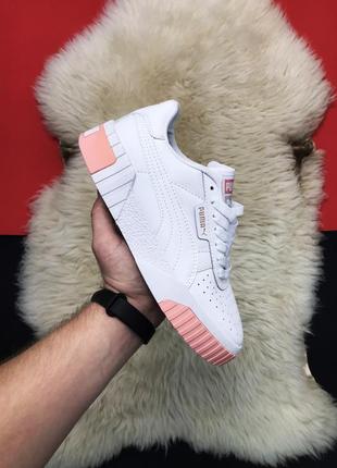 🏵️женские🏵️кроссовки puma cali white peach., белые пума, демисезонные