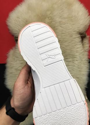 🏵️женские🏵️кроссовки puma cali white peach., белые пума, демисезонные10 фото