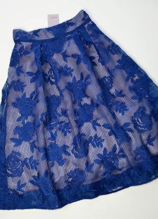 Шикарная синяя кружевная юбка колокол coast2 фото