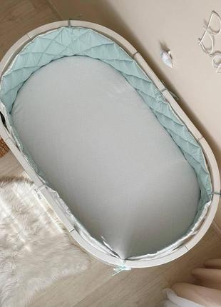 Стеганый бортик - защита в детскую кровать круглая+овальная темный мятный3 фото