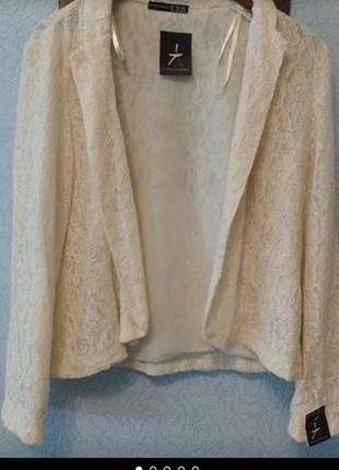 Гипюровый пиджак блейзер цвета айвори2 фото