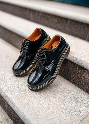 💞женские туфли💞dr. martens 1461 classic black, кожаные осенние/весенние мартинс, чёрные5 фото